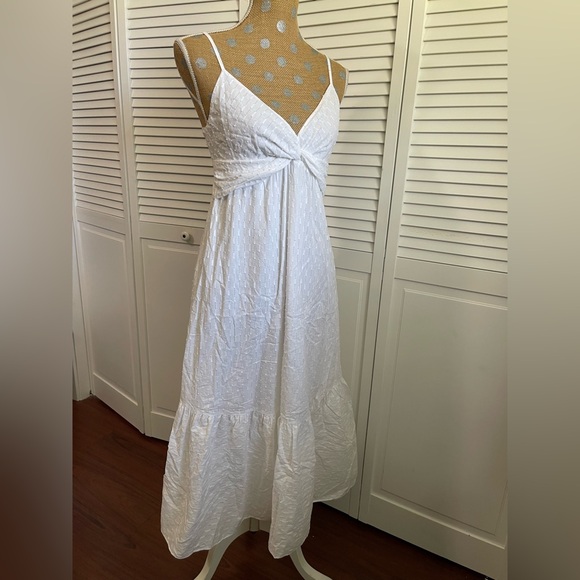 Banana republic white boho slimming long dress Sz 8 - Picture 6 of 12